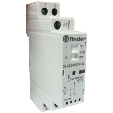 Contacteur modulaire Finder 25A 2NO 12VAC/DC 1 module 223200124340