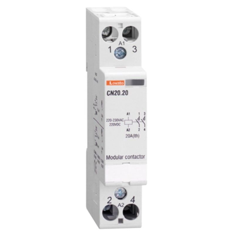 Contacteur modulaire Lovato 20A AC1 2NO 220VAC 1 module CN2020220