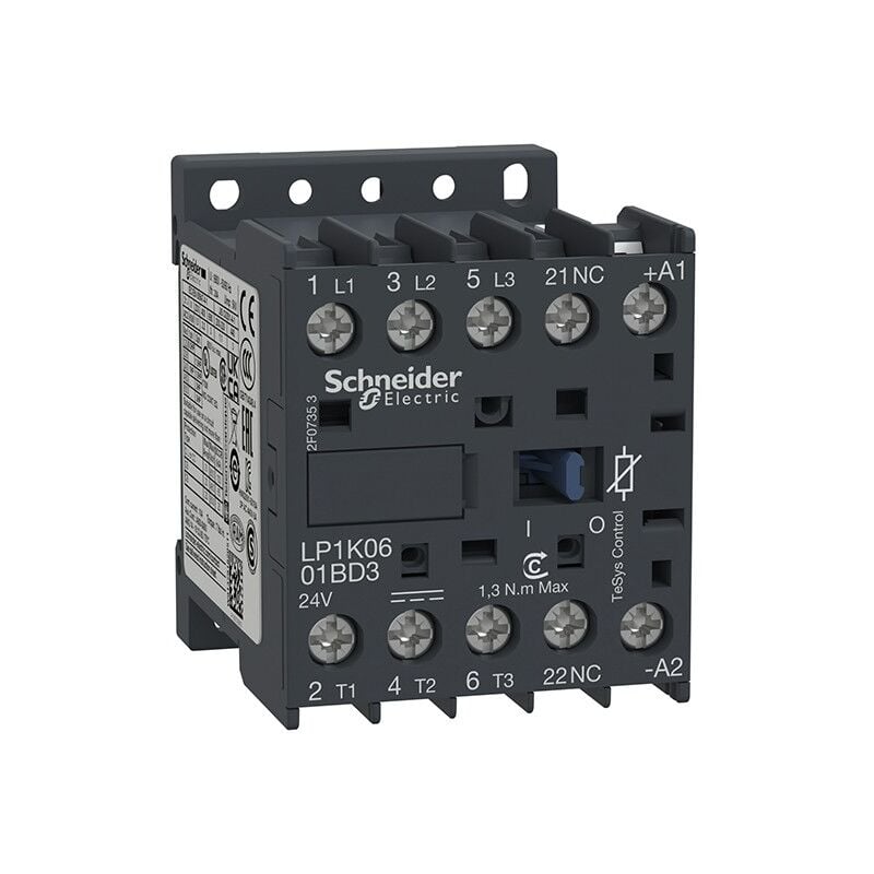 Schneider contacteur 3NO bobine 24VDC 6A LP1K0601BD3