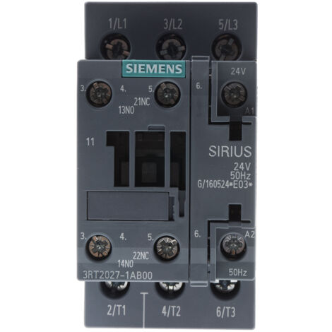 Contacteur Siemens série 3RT2, 3 pôles , 3NO, 32 A, 24 V c.a., 15 kW ( Prix pour 1 )