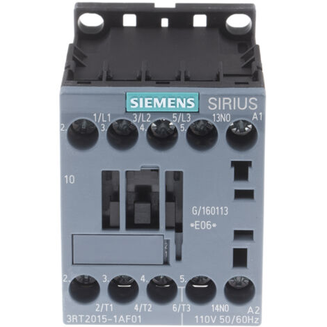 Contacteur Siemens série 3RT2, 3 pôles , 3NO, 7 A, 110 V c.a., 3 kW ( Prix pour 1 )