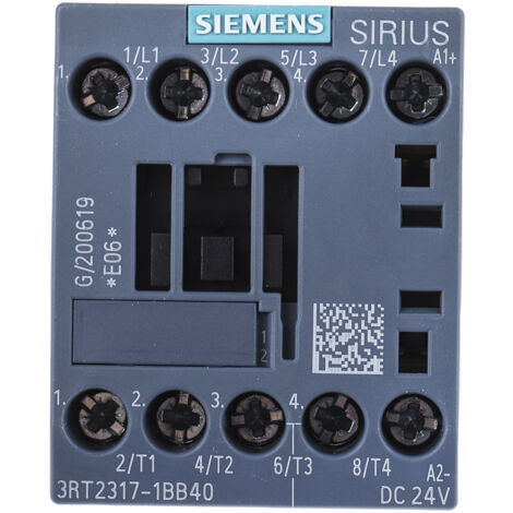Contacteur Siemens série 3RT2, 4 pôles , 4 N/O, 12 A, 24 V c.c., 5,5 kW ( Prix pour 1 )