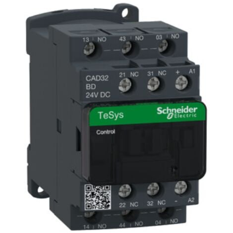 Contacteur TeSys CAD32 3 F plus 2 O instantané 10 A 24 V CC - CAD32BD