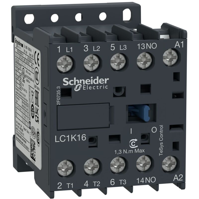Schneider Electric - Contacteur TeSys LC1-K - 3P - AC-3 440V 16 a - bobine 220..230 v ca - LC1K1610M7