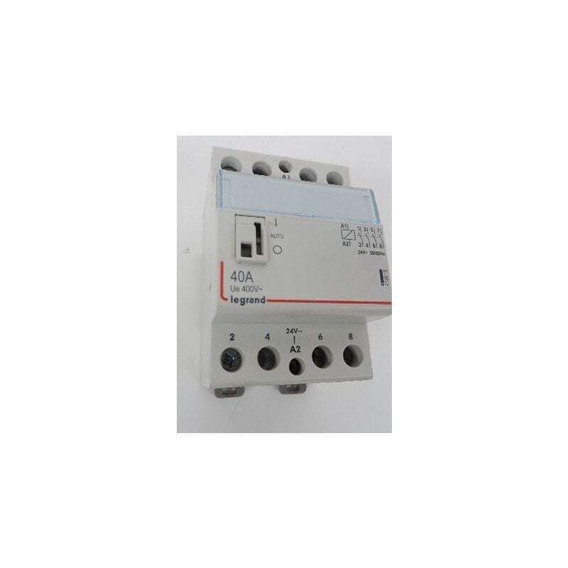 Contacteur de puissance 40A 4P contact 4F (4NO) commande manuelle bobine 24V 3 modules Legrand 412518