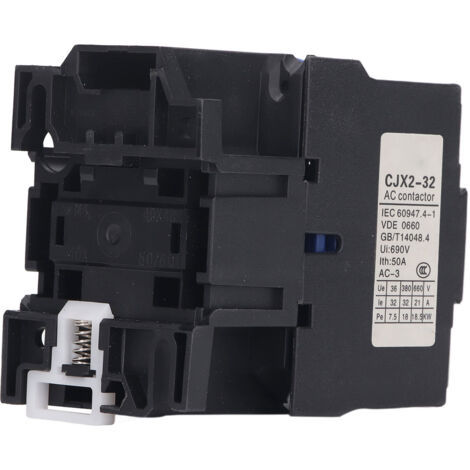 Contacteur triphasé 32A 400V 3P, contacts NO argent, pour montage sur rail DIN