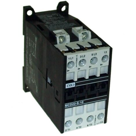 Contacteur tripolaire 11KW 22A - commande bobine 24VDC - 1NO - MCD22 IMO