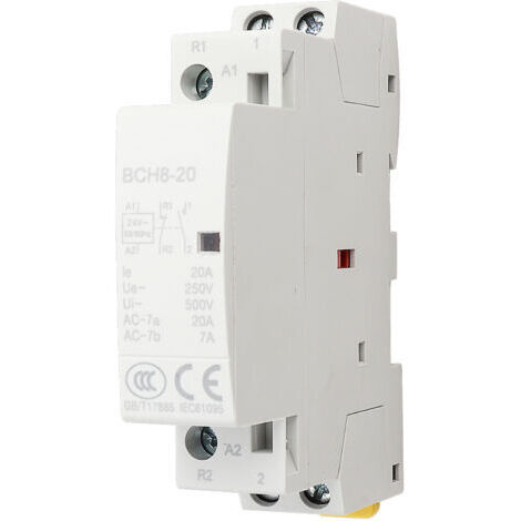 Contactor de CA 20 A 50/60 Hz 2P 1NO+1NC Montaje en carril DIN de 35 mm Contactor de CA doméstico (24 V)