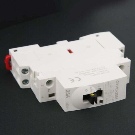 Contactor de CA para carril DIN, contactor silencioso de 25 A, contactor de 4 posiciones para uso doméstico con interruptor de control manual, 2 polos, 25 A, 220 V, 50 Hz (2 NA)