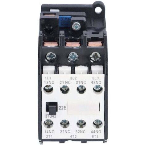 Contactor eléctrico 2NO+2NC para montaje en carril DIN, 16 A, 50 Hz, modelo 3TB42, para control de encendido/apagado residencial.