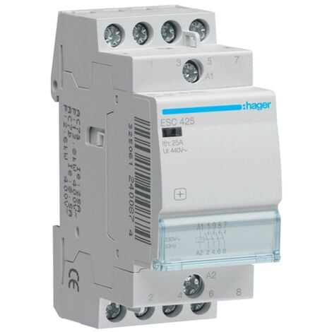 Contactor Hager 25A 4NA 230VAC 2 módulos ESC425