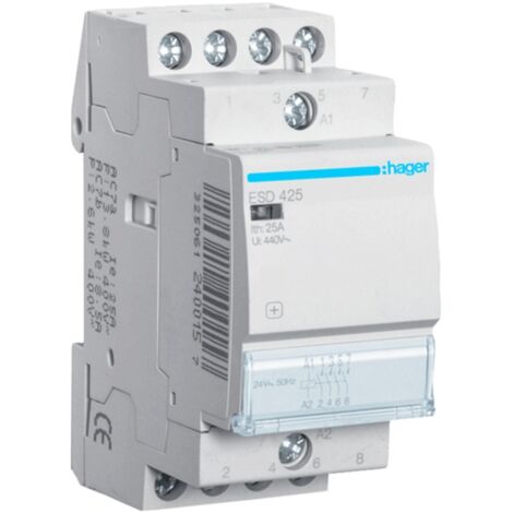 Contactor Hager 25A 4NA 24VAC ECO 2 módulo ESD425