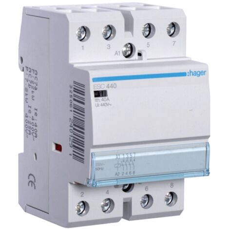 Contactor Hager 40A 4NA 230VAC STD 3 módulos ESC440