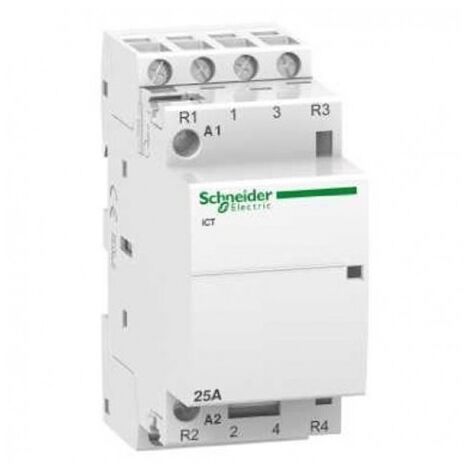 Contactor ICT 25A 2NO 2NC 230/240V CA, montaje en carril DIN, IP20, 81x36x60mm