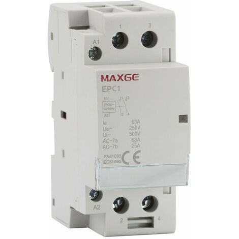 Contactor Modular 2P 63A 230V 6KA Clase AC Contacto 2NO  Gris   IluminaShop
