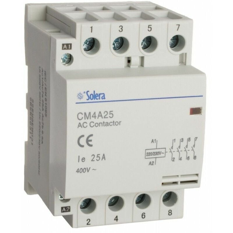 

Contactor modular 4 abiertos 25A 2 módulos SOLERA CM4A25