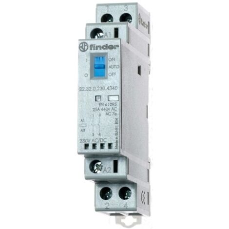 Contactor modular Finder 25A 2NO 12VAC/DC 1 módulo 223200124340