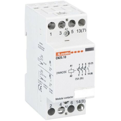 Contactor modular Lovato 25A AC1 4NO 24VAC/DC 2 Módulos CN2510024