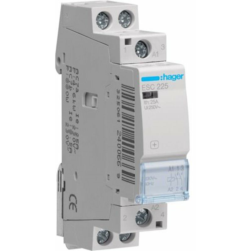 

Contactor 2P 25A 2NA 230V 1 módulo Hager ESC225S Silencioso