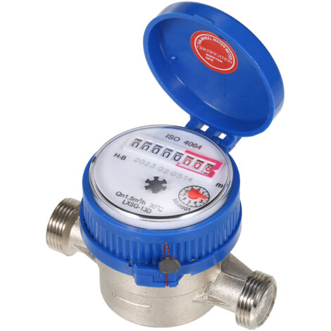 Contador de agua doméstico LXSG-13D, flujo único, agua fría seca, Qn 1,5 m³/h, 30 °C, diámetro 15 mm, para jardín y hogar, pantalla digital, accesorios incluidos.