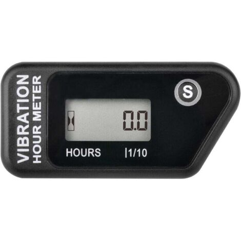 Contador de horas inalámbrico digital autoalimentado, activado por vibración, temporizador de trabajo reiniciable, apagado con bloqueo de usuario, para uso en (NEGRO)