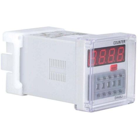 Contador de relé digital con pantalla LED, 1-999900, 11 pines, 24 V CA/CC, DH48J-A