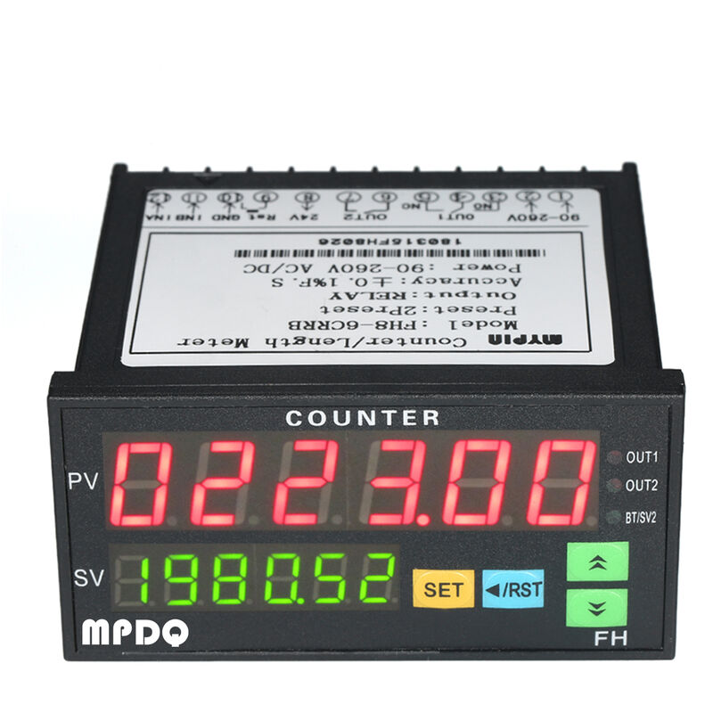 

Contador digital de pantalla de diodo emisor de luz dual multifuncional Medidor de longitud de 90 ~ 265 V CA / CC con 2 salidas de rele y pulso PNP