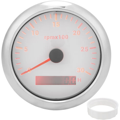 Contagiri con puntatore da 85 mm 0‑3000 giri/min Retroilluminazione regolabile a 7 colori per generatore di motori per barche da auto 9‑32 V DCBianco