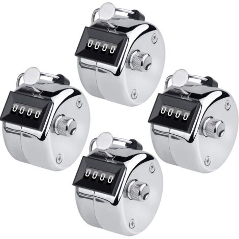 Contapersone meccanico portatile a 4 cifre, numeratori clicker, confezione da 2, 4, anello porta dita per eventi sportivi, contapassi argento per uomo e donna.