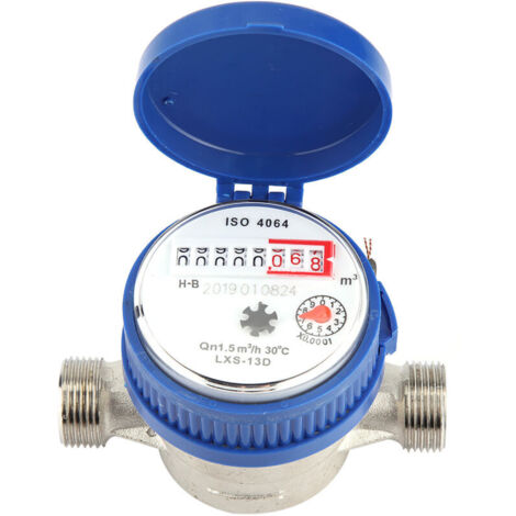 Contatore d'acqua meccanico in rame Eosnow 1,5 m³/h 0-40℃, 15 mm, 1/2 pollice Misuratore di flusso d'acqua