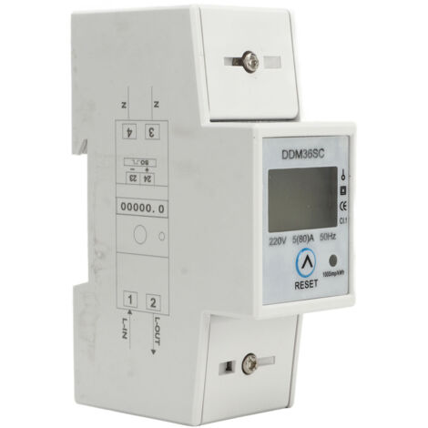 Contatore di energia monofase Display LCD su guida DIN 2p Contatore di energia totale DC220V 5‑80A