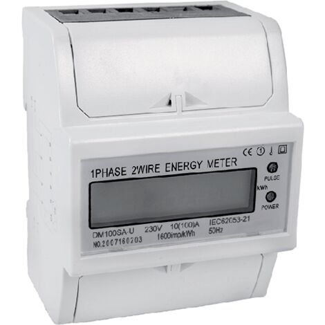 Contatore digitale KWh Energia Monofase 10-100A 230V per quadro elettrico su guida din 4 moduli