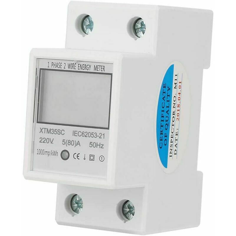 Contatore di energia monofase 63 A 230 V, amperometro, voltmetro, kWh