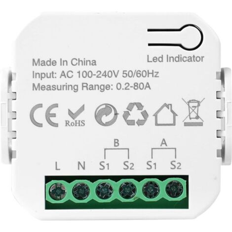 Contatore elettrico intelligente da 80 A, monitor energetico domestico Wi-Fi bidirezionale con 2 clip, compatibile con Tuya Smart Life
