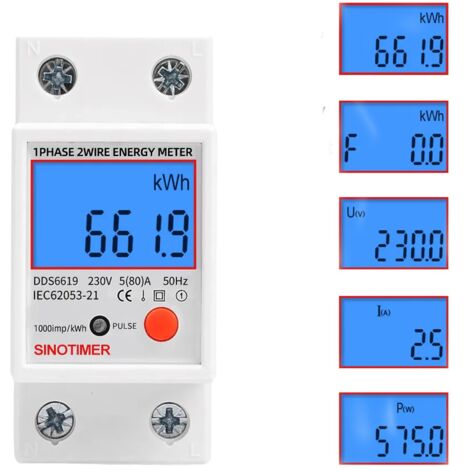 Contatore elettronico multifunzione monofase - Display LCD retroilluminato - Guida DIN - 5-80A 230V - Dimensioni: 7,83,56,5cm