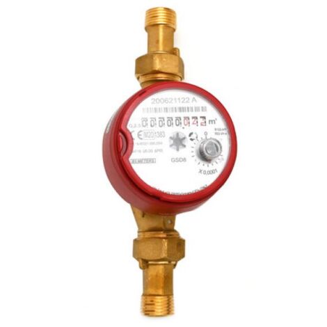 CONTATORE PER ACQUA CALDA 90° Diam. 15 - 1/2&quot L. 110