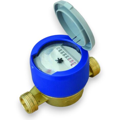 Contatore per acqua fredda calda con attacco 1/2" e cassa in ottone 5 rulli