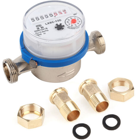 Contatore per acqua fredda in plastica da 15 mm (1/2") per giardino e casa, semplice strumento di misurazione del flusso d'acqua per tavolo asciutto