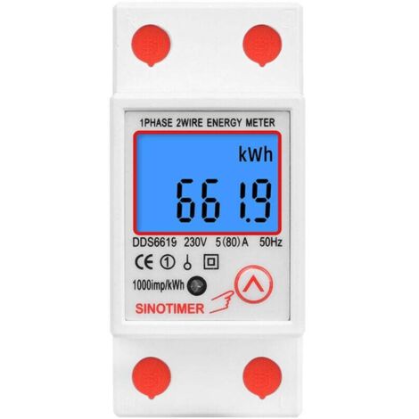 Contatore secondario monofase, certificato MID, modulare 45A max, tariffa unica, display LCD