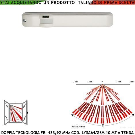 Contatto Magnetico Radio Fr. 433,92 MHz Bianco Con Sismico Regolabile Ingresso Sensori Antifurto Remoti NC Contaimpulsi Per Sintap Codice SecurLysa Anticollisione Rileva Trapano e Tentativi di Scasso