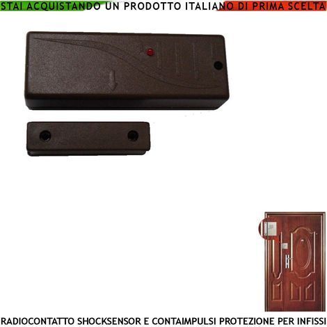 Contatto Magnetico Radio Fr. 433,92 MHz Con Sismico Regolabile Ingresso Sensori Antifurto Remoti NC Contaimpulsi Per Switchallarm Codice SecurLysa Anticollisione Rileva Trapano e Tentativi di Scasso