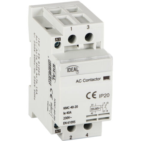Contatto modulare 2P – 40A  230 230V AC – Rail TH35 – Bianco Kanlux