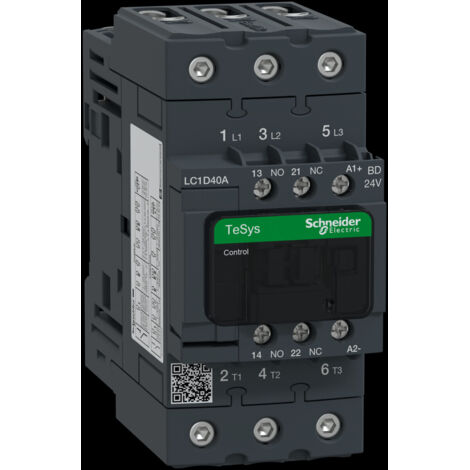 Contattore di potenza TeSys D 40A 3P 1NO 1NC bobina 24VDC morsetti a scatola EVK