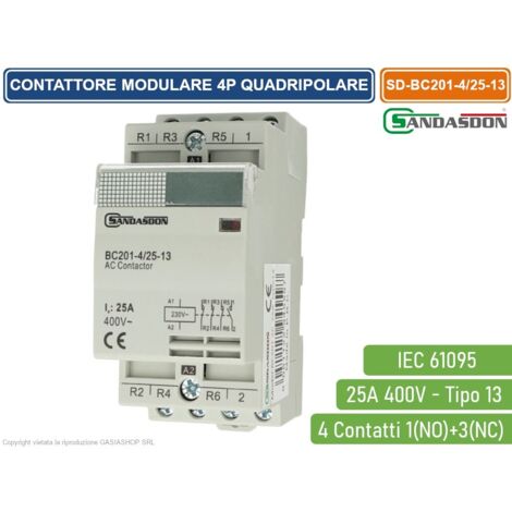 Contattore di sicurezza Rele' Con Bobbina 230V 4P/25-13A 4M