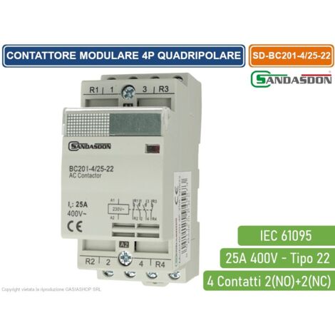 Contattore di sicurezza Rele' Con Bobbina 230V 4P/25-22A 4M