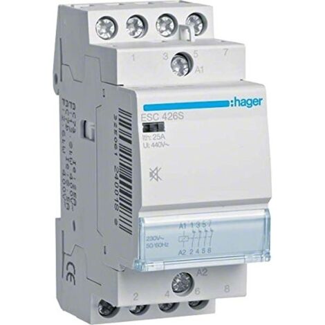 CONTATTORE SILENZIOSO HAGER EFC426F, 25A, 4U, 230V ESC426S