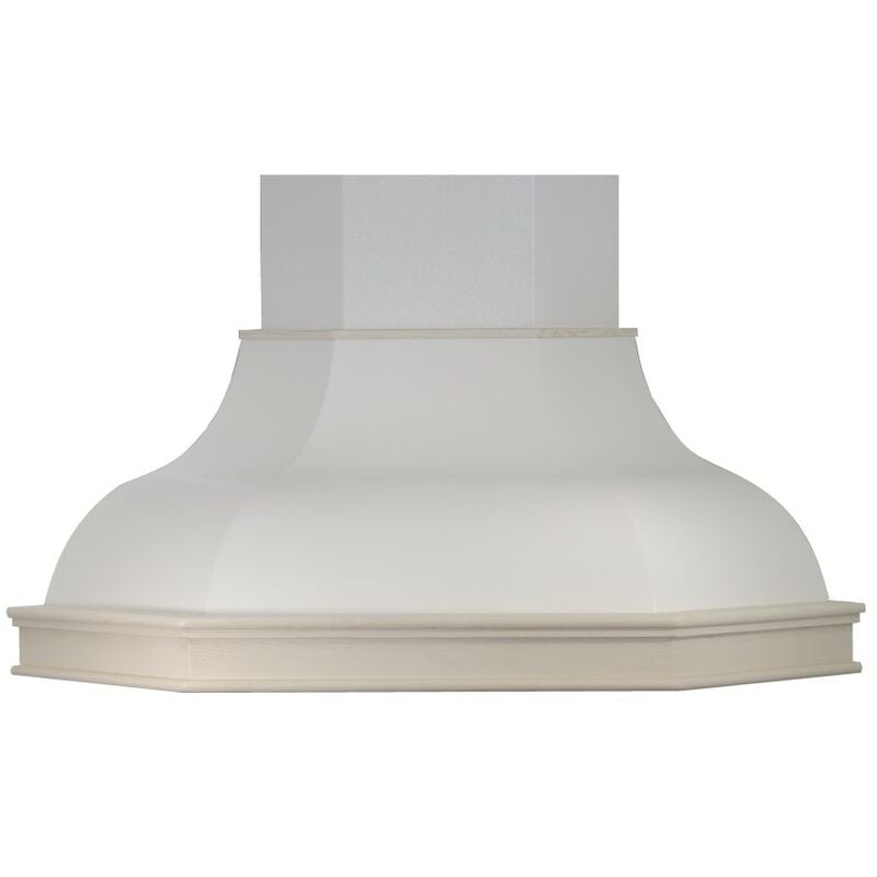 Webmarketpoint - Hotte de cuisine d'angle rustique blanche contea avec cadre en bois incrusté couleur tabac 105 cm