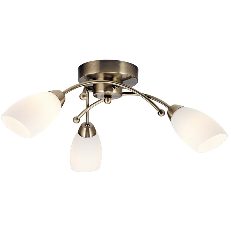 Contemporary 3 Arm Antique Brass Ceiling Light Fitting by - Happy Homewares