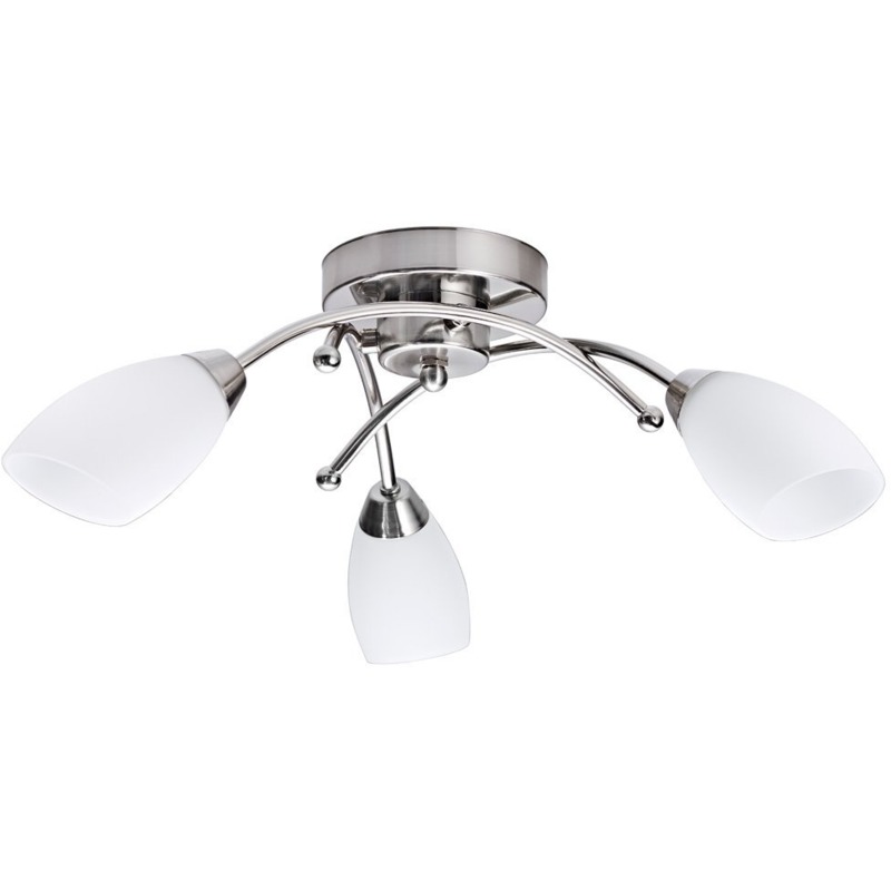 Contemporary 3 Arm Brushed Satin Chrome Ceiling Light Fitting by Happy Homewares