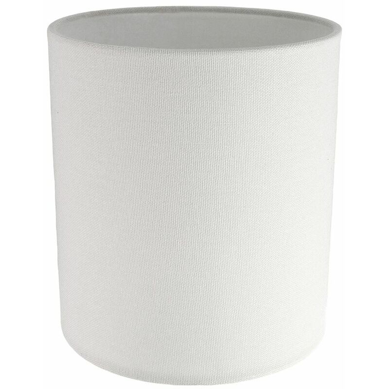 Contemporary and Elegant Ivory White Linen Fabric 18cm High Cylinder Lamp Shade by Happy Homewares